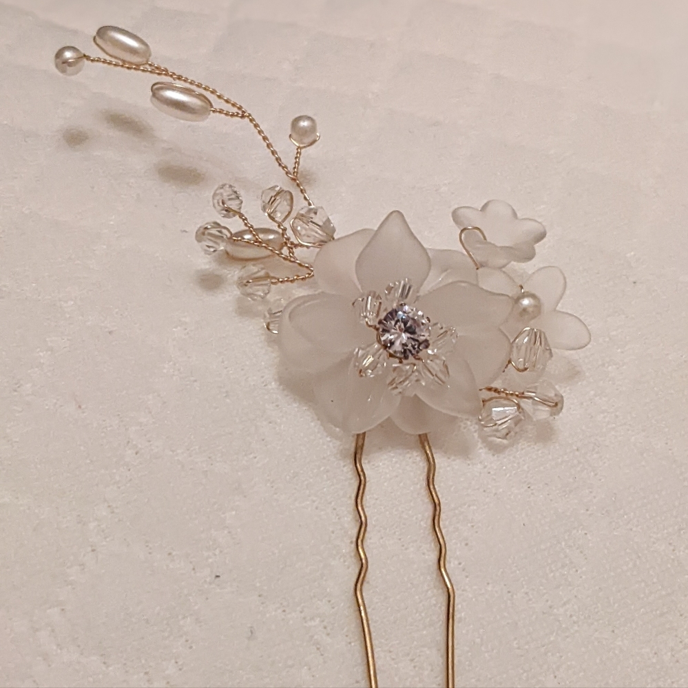 Floral Bridal Wedding Hair Pin Gold